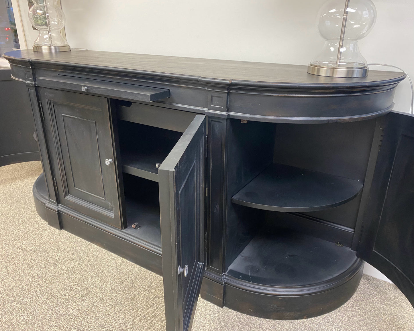 Ethan Allen 'Emanuel' 4 Door Demilune Buffet Rustic Black Finish