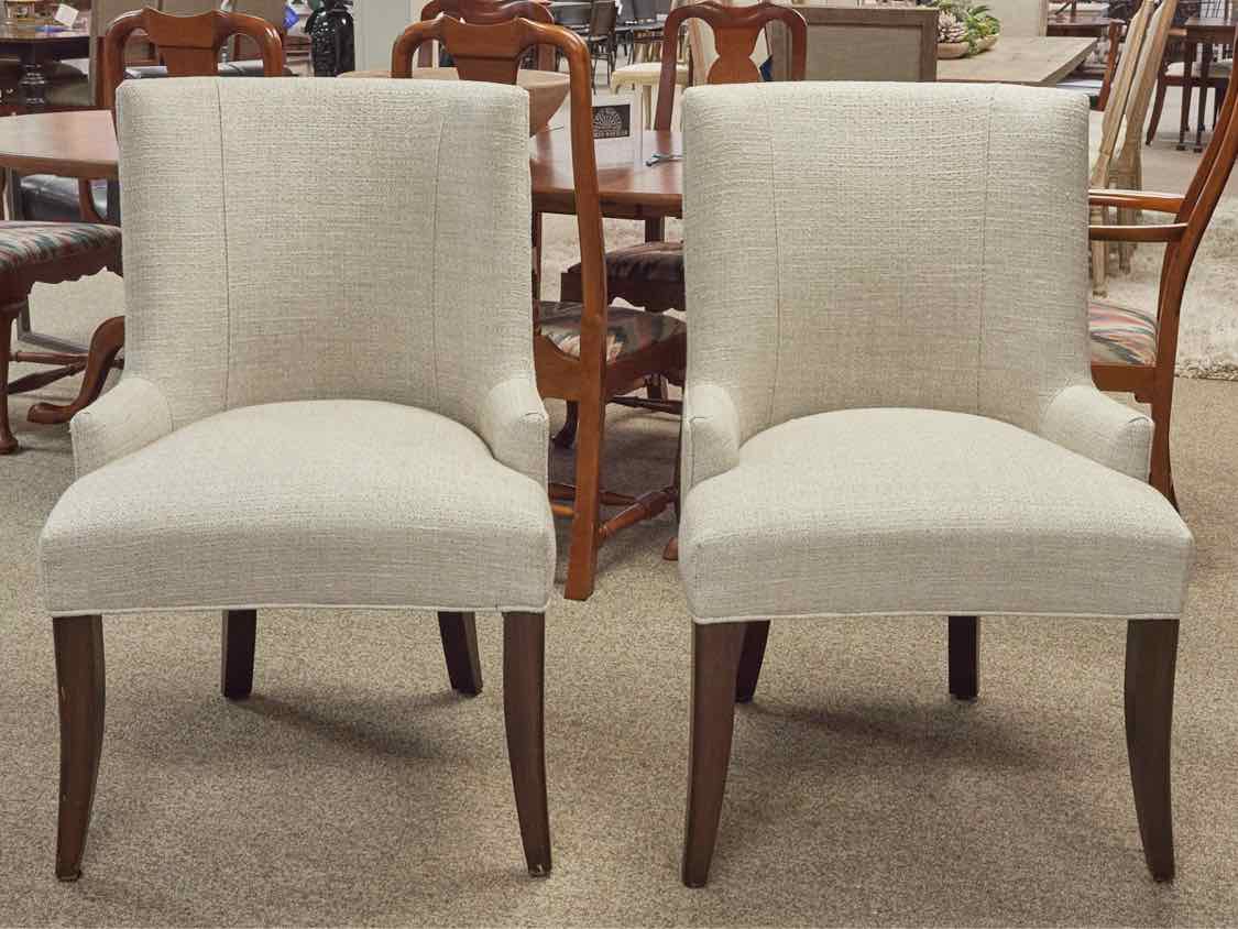Pair of Host & Hostess Chairs in Gray Tweed