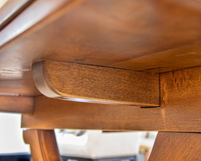Maple Extension Dining Table With (2) Pull Out Leaves On Trestle Base