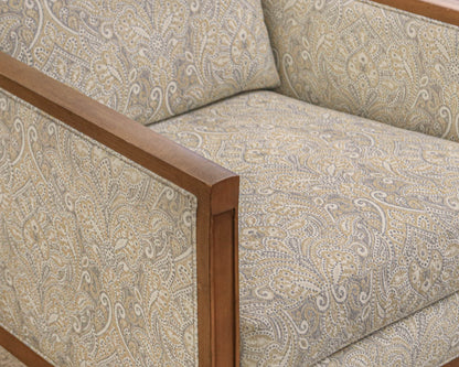 Pair of Ethan Allen Wood Trim Chairs  with Paisley Uphostery