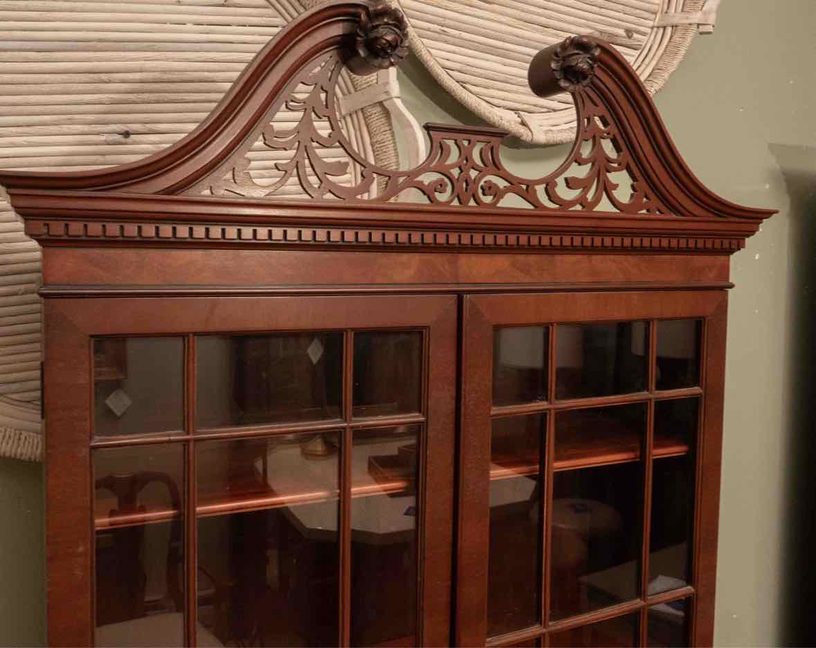 Cherry 2 Glass Door 4 Drawer Secretary Desk