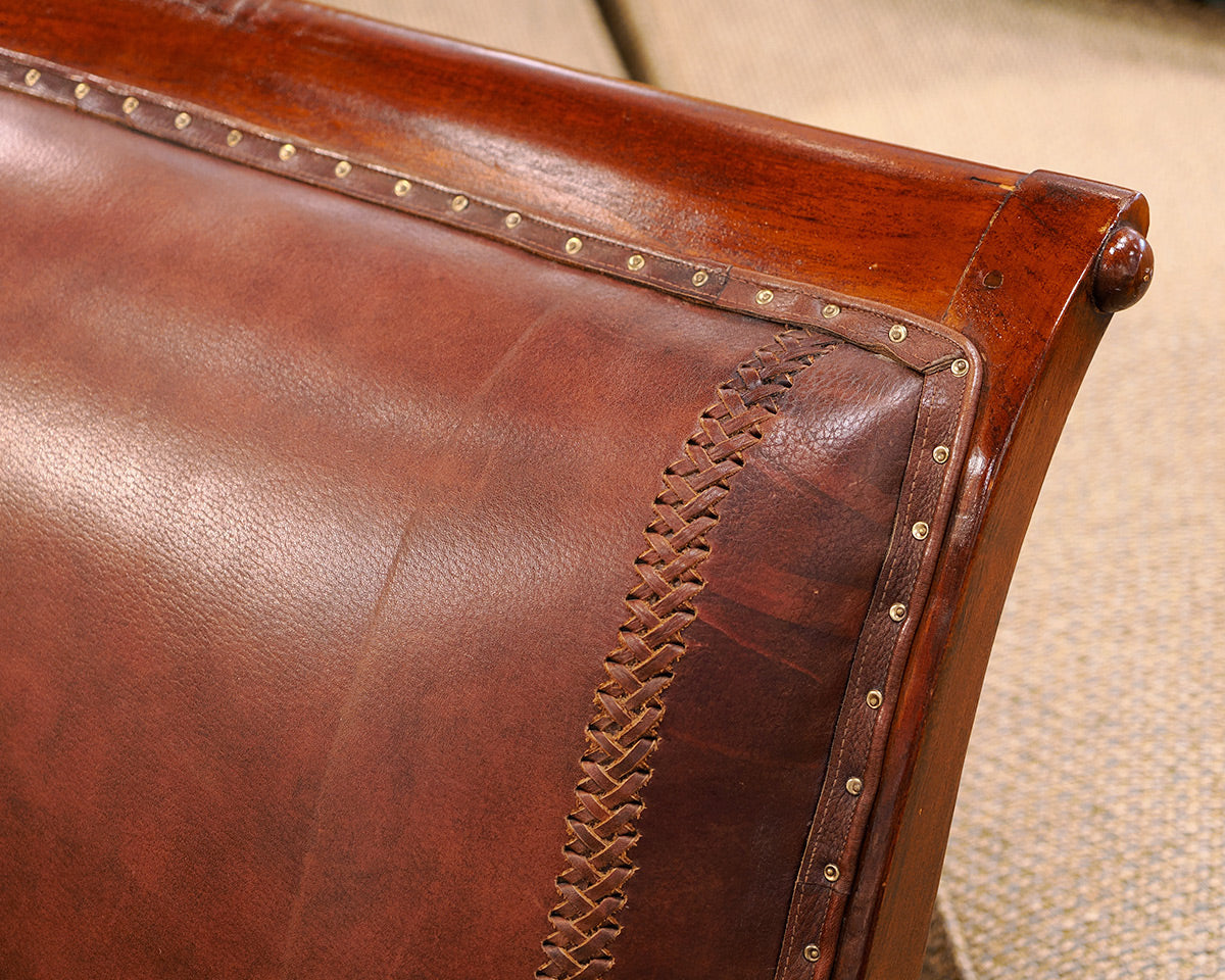 Pair of Antique Leather Chairs w/ Ottomans