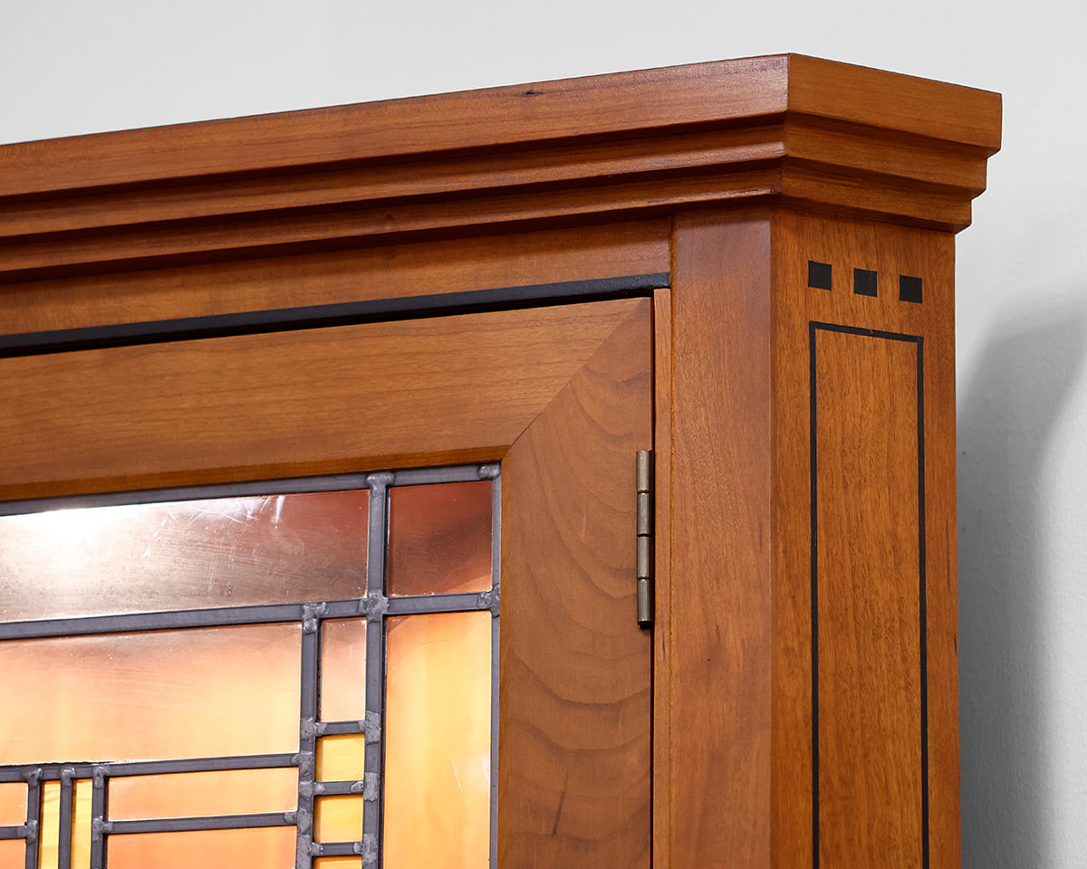 Stickley Mission Style Cherry Corner Cabinet w/ Leaded Glass Door