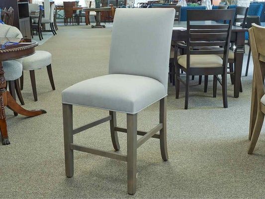 Set of 3 Gat Creek Maple "Bennett" Counter Stools with Blend Linen Fabric Seats