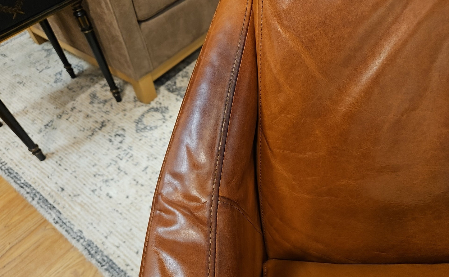 West Elm 'Austin' Leather Chair and Ottoman