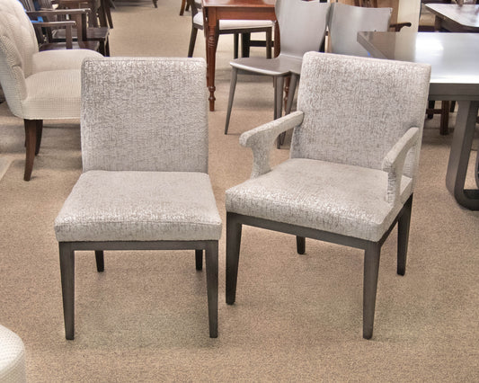 Bernhardt Set Of 10 Oyster Grey Upholstered Dining Chairs