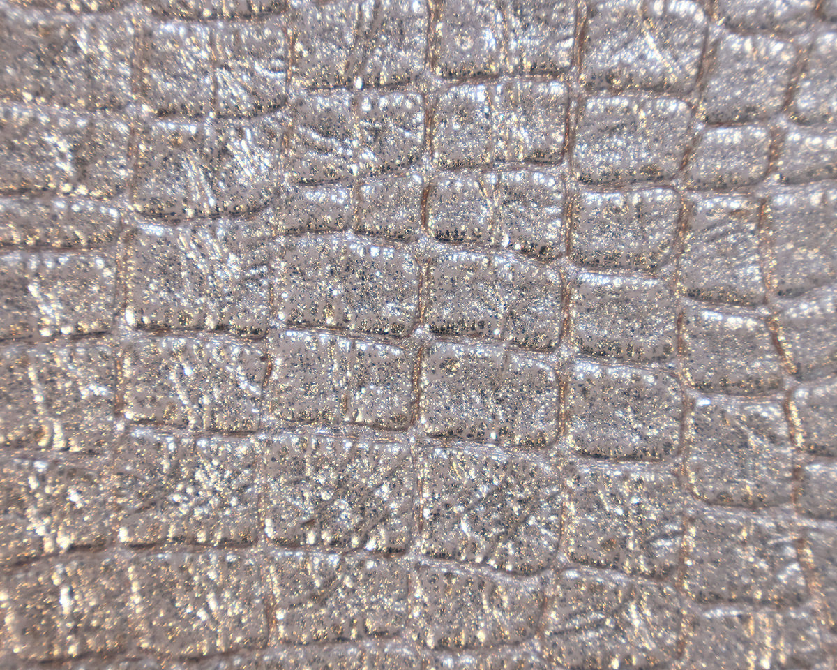Silver Crocodile Vegan Leather Ottoman