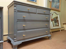 'Stormy Skies' Finish 5 Drawer Metal Gold Handles Chest