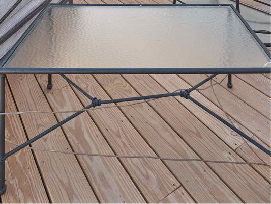 Black Metal Outdoor Cocktail  Table with Glass Top