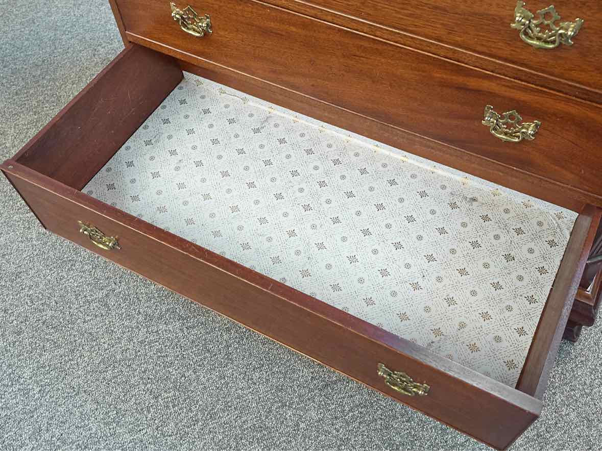 Mahogany 4 Drawer Chest with Brass Chippendale Hardware Pulls