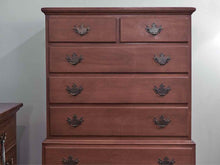 Tall Chest-on-Chest in Heirloom Cherry Finish with Brass Pulls