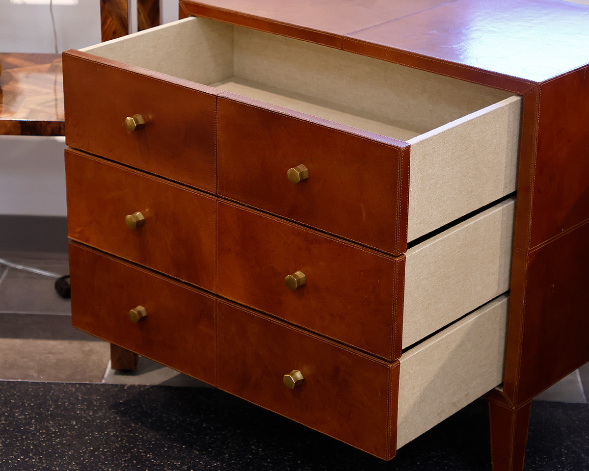 Made Goods York Double Night Stands in Tobacco Leather