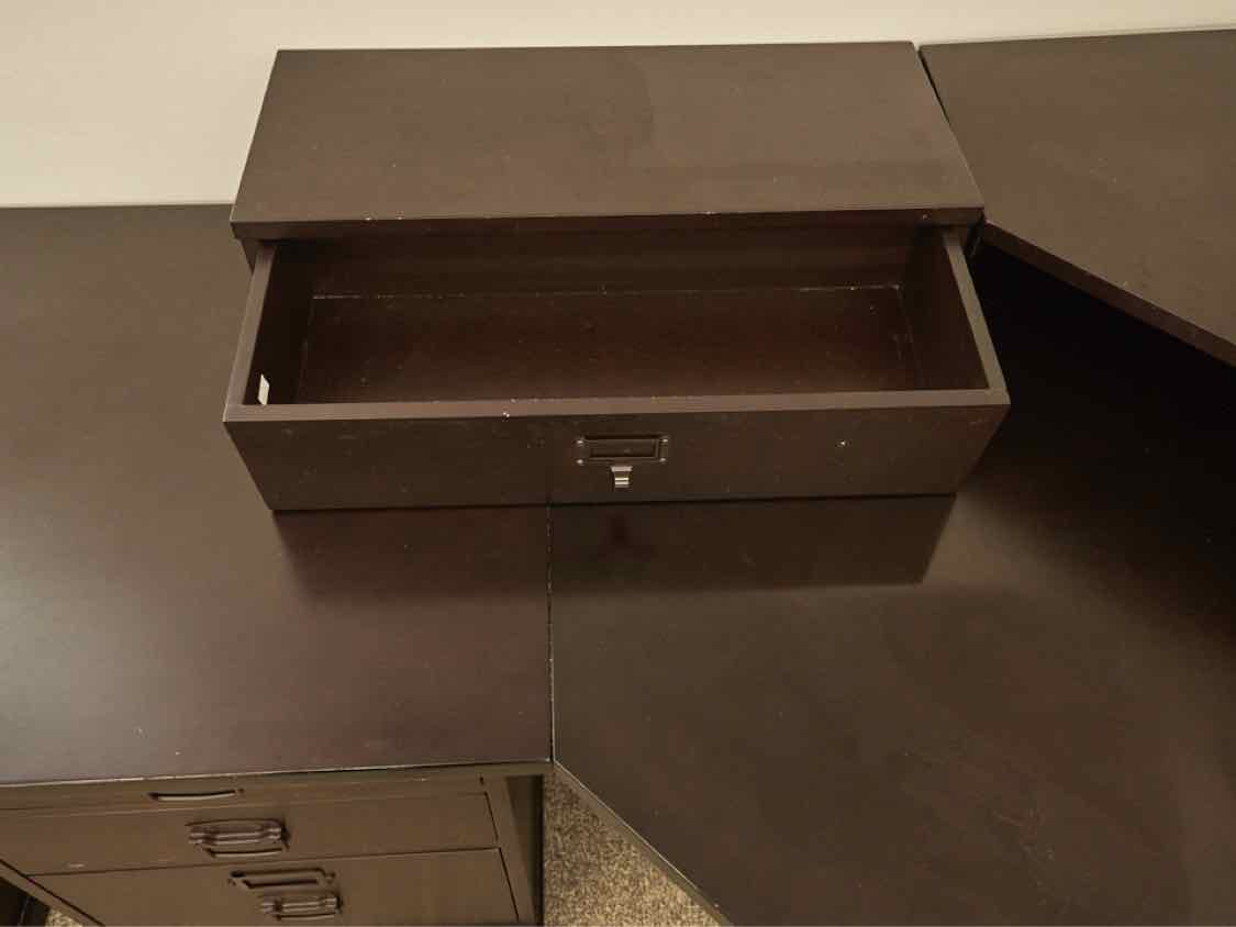Pottery Barn 'Bedford' Corner Desk in Espresso Finish with 2 File Cabinet Drawer