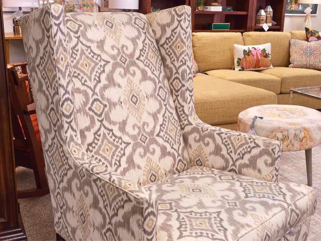 Crate & Barrel Contemporary Wing Chair on Espresso Legs