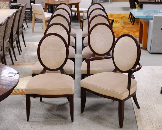 Set of 10 Round Back Mohair Dining Chairs