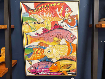 Set of Two Colorful Tropical Fish Paintings