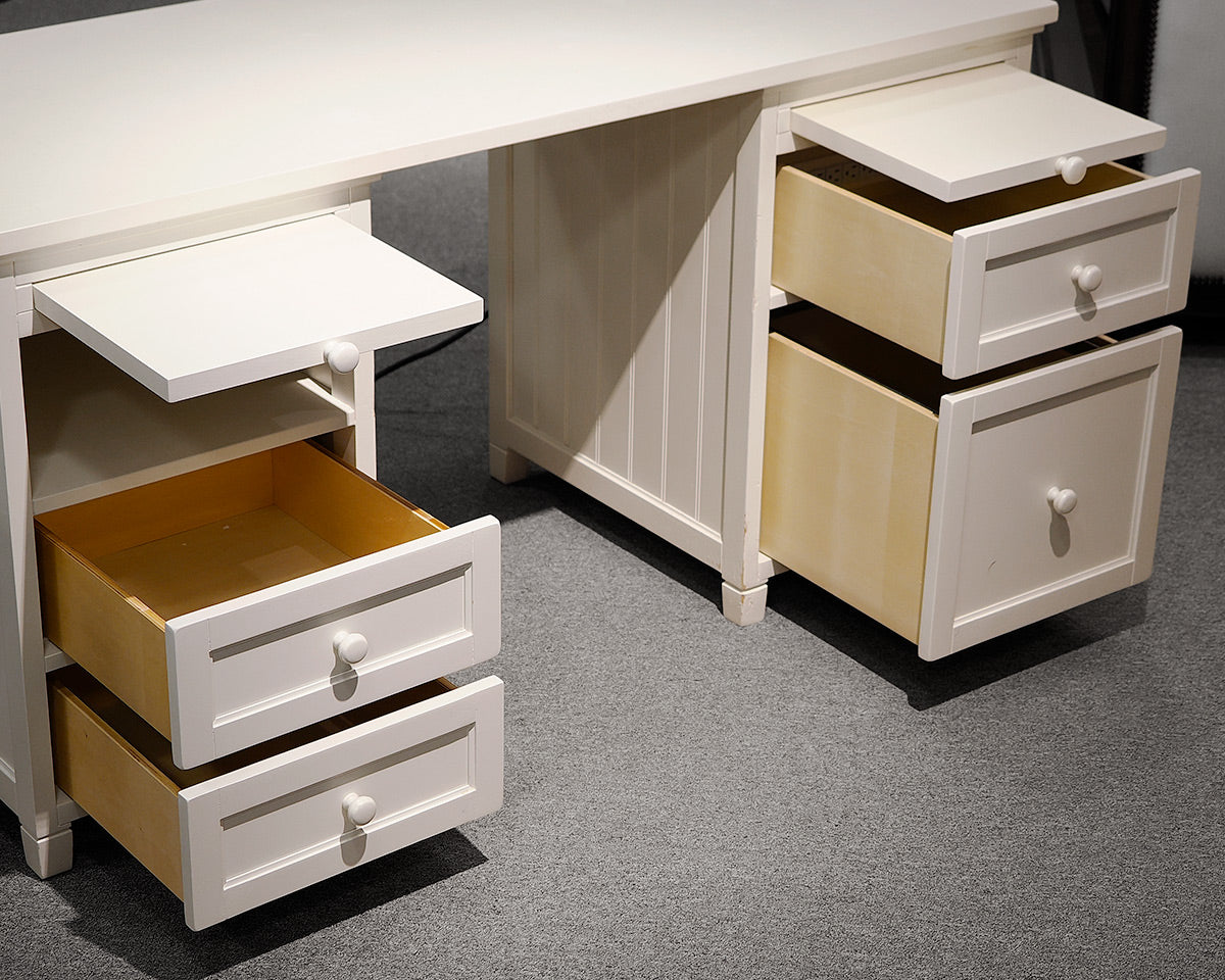 Pottery Barn White Beadboard Modular Desk and Chair