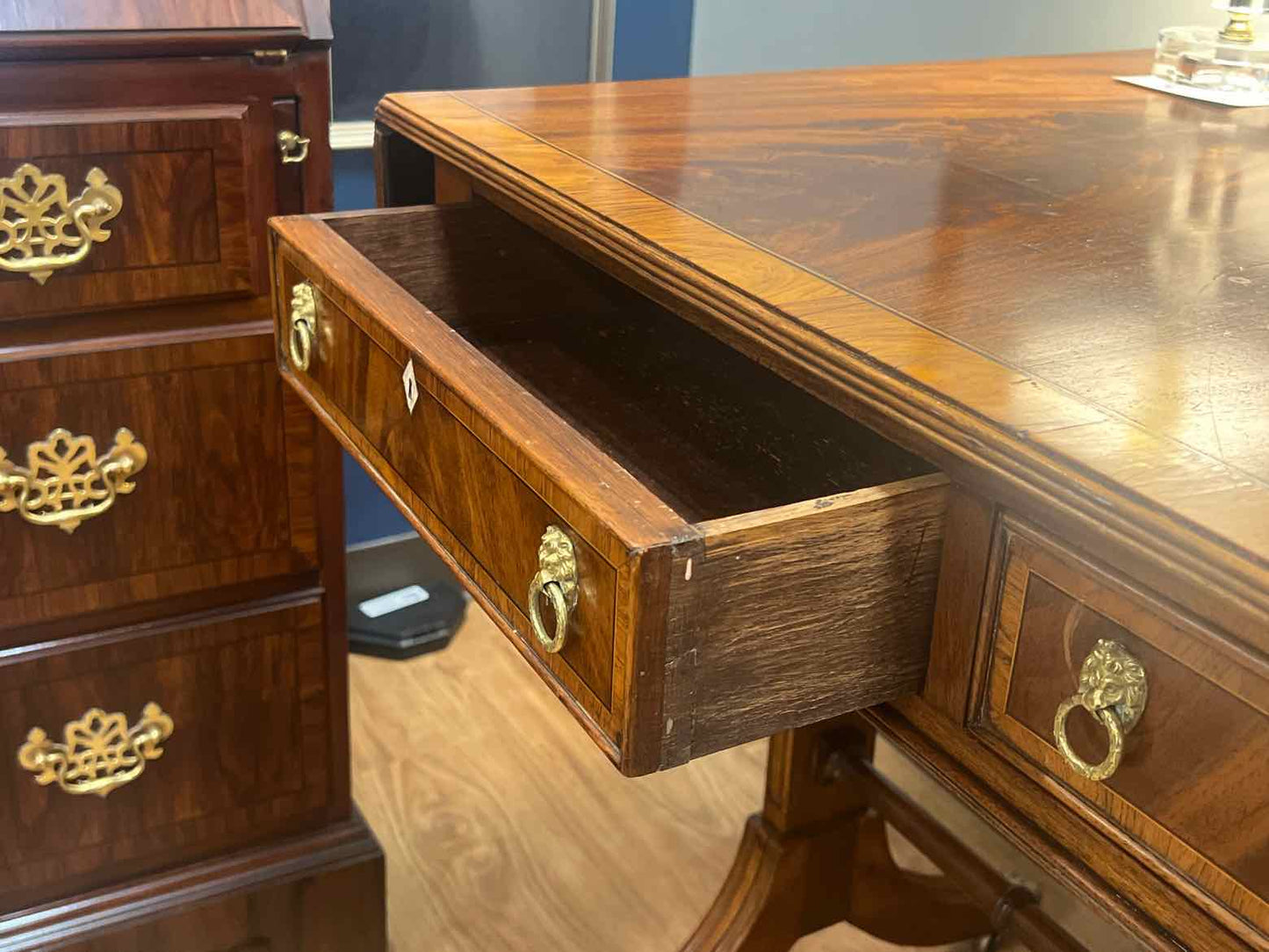 Inlaid Mahogany Drop Leaf Console
