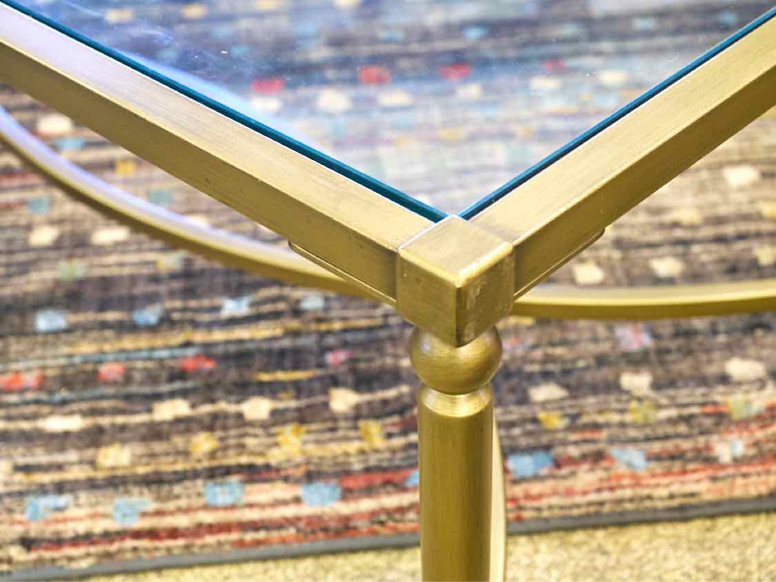 Brass Base Cocktail Table With Glass Top