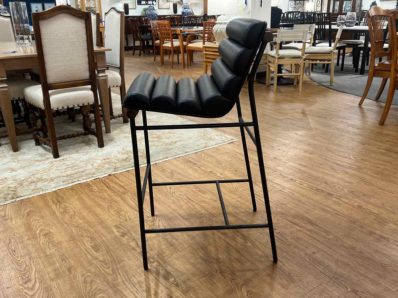 'Vail' Bar Stool in Black Leather