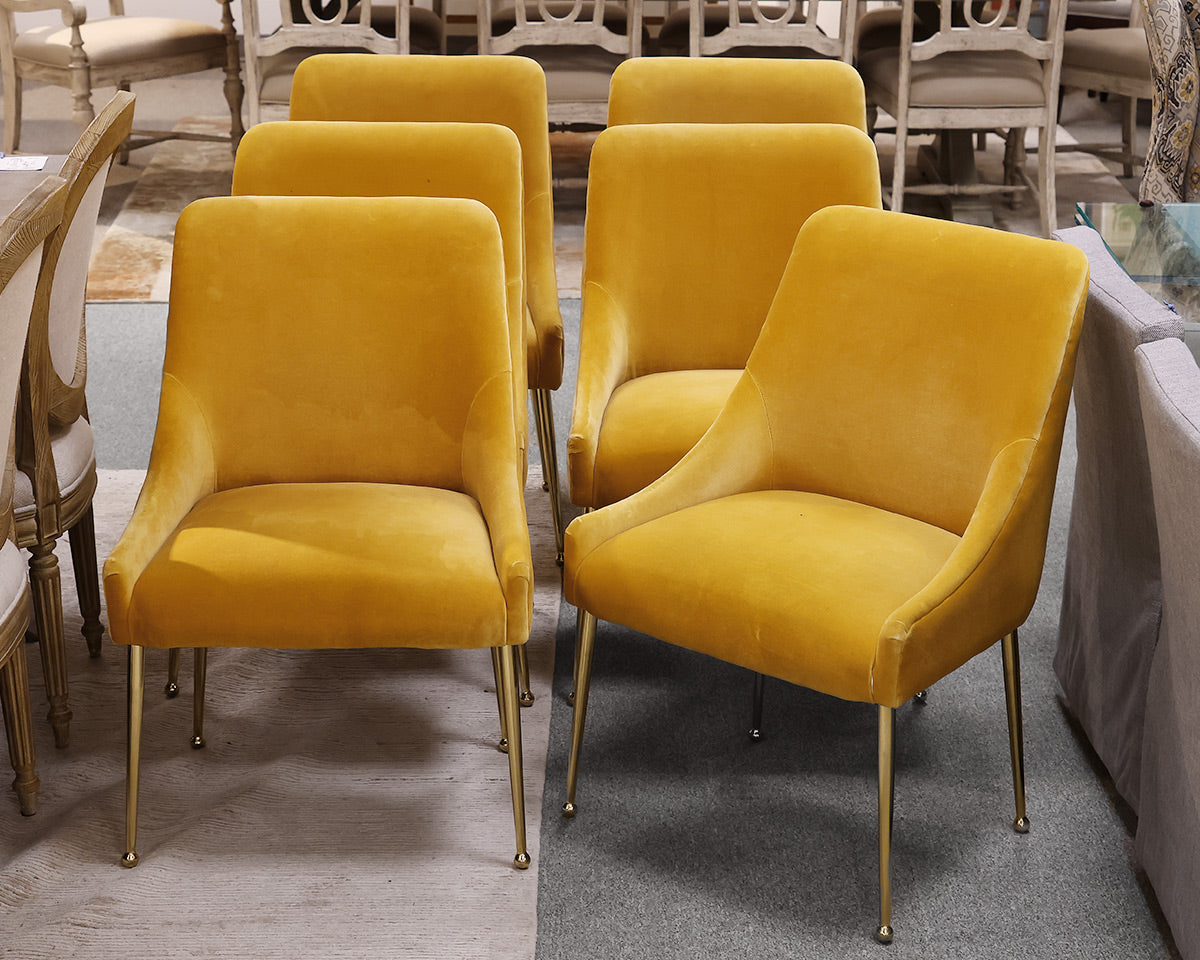 Set of (6) Anthropologie Elowen Chairs in Performance Velvet