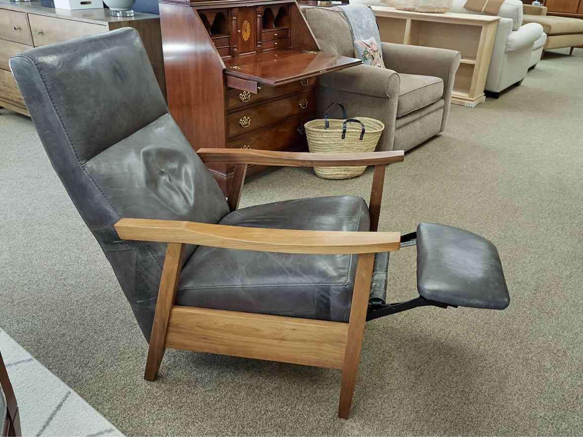 Crate & Barrel  Grey Leather Recliner