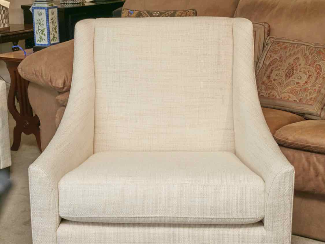 Pair Of West Elm  Weave Ivy Natural Upholstered Chairs