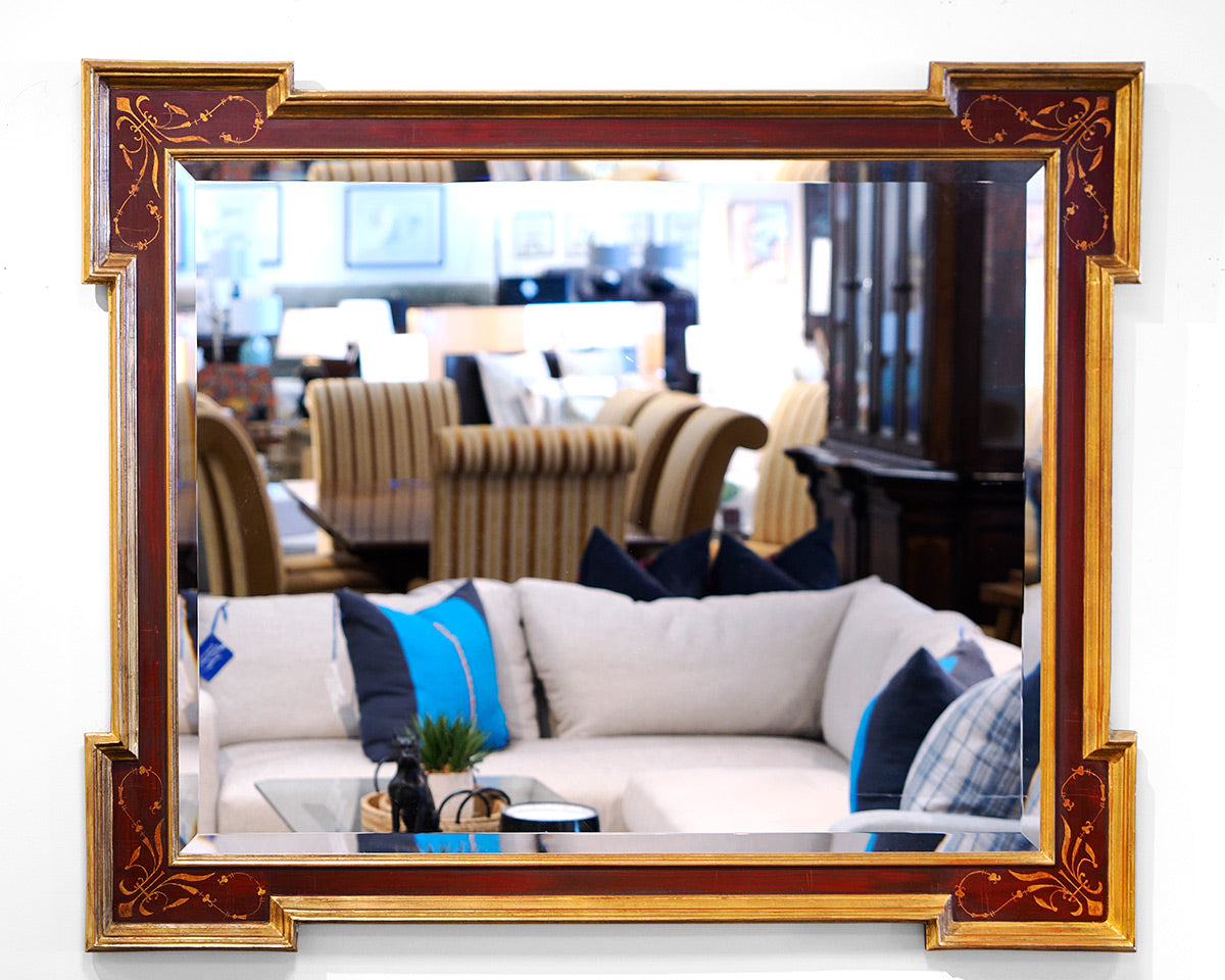 Custom Red and Gold Carved Mirror