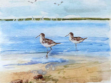 'Sandpiper Beach II' Watercolor Print Double Matted Dritwood Frame