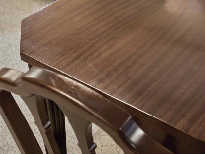 Grand Rapids Mahogany Dining Table & Set of Five Wheatsheaf Back Dining Chairs