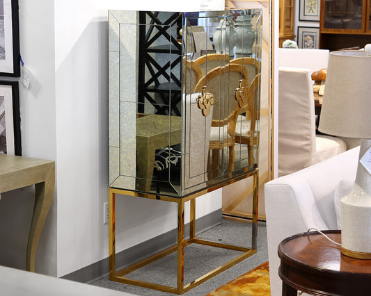 Jonathan Alder Smoked Paned Glass Bar Cabinet