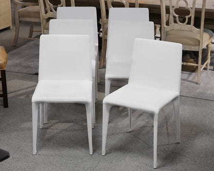 Set of 6 Bonaldo Filly White Leather Dining Chairs