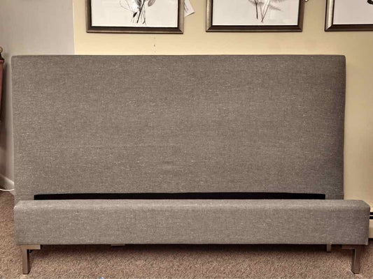 Queen Flannel Grey Upholstered  Bed