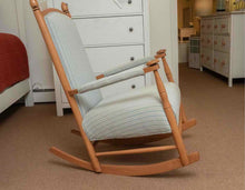 Blue Stripe Fabric Ash Stained  Nutmeg Finish Rocking Chair