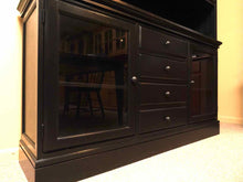 Pottery Barn Black Finish Hutch with 4 Glass Doors