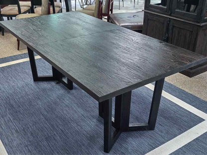 Brownstone Dining Table with Butterfly Leaf on Contemporary Pedestals