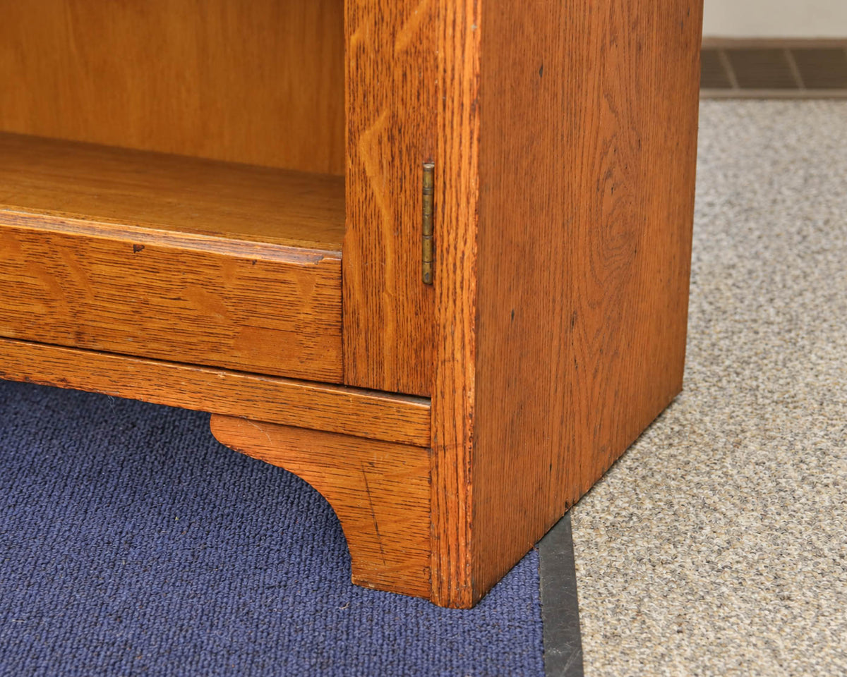 Oak Glass Door Bookcase with 3 Adjustable Shelves