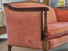 Hickory Chair Mahogany Frame Settee in Rose