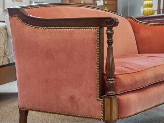 Hickory Chair Mahogany Frame Settee in Rose
