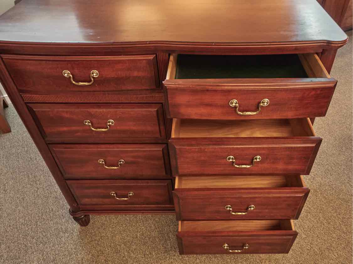 Cherry Double Bow Front Chest in Cinnamon Finish