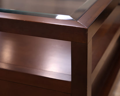 Dark Cherry Glass Top Coffee Table