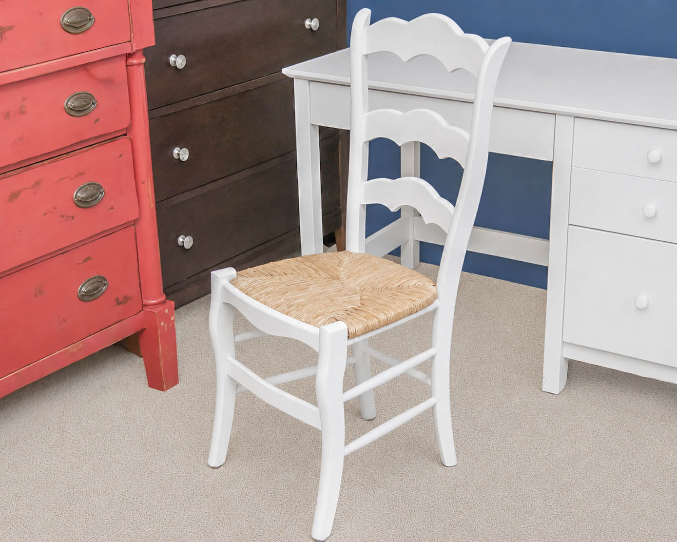 Vermont Tubbs White Finish Four Drawer Desk W/ Chair