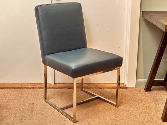 Faux Leather In 'Cobalt Blue' Chrome  Legs Office Chair