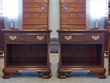Pair of Ethan Allen Single Drawer Nightstands in Cherry with Brass Pulls
