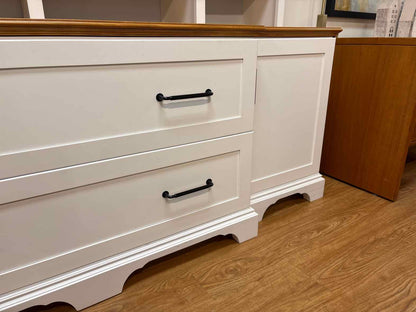 White and Cherry Custom Built Bookcase and Storage Cabinet