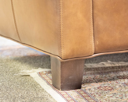 Boston Interiors Brown Leather Tightback 3-Cushion 77" Sofa