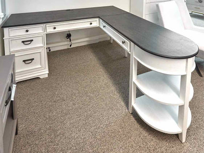 Liberty Furniture Allison Park L Shaped Desk w/Charcoal Top & White Base