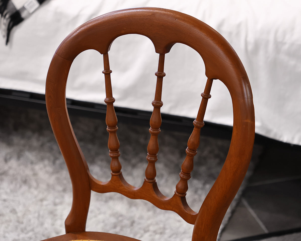 Pair of Balloon Back Chairs and Stool with Cane Seats