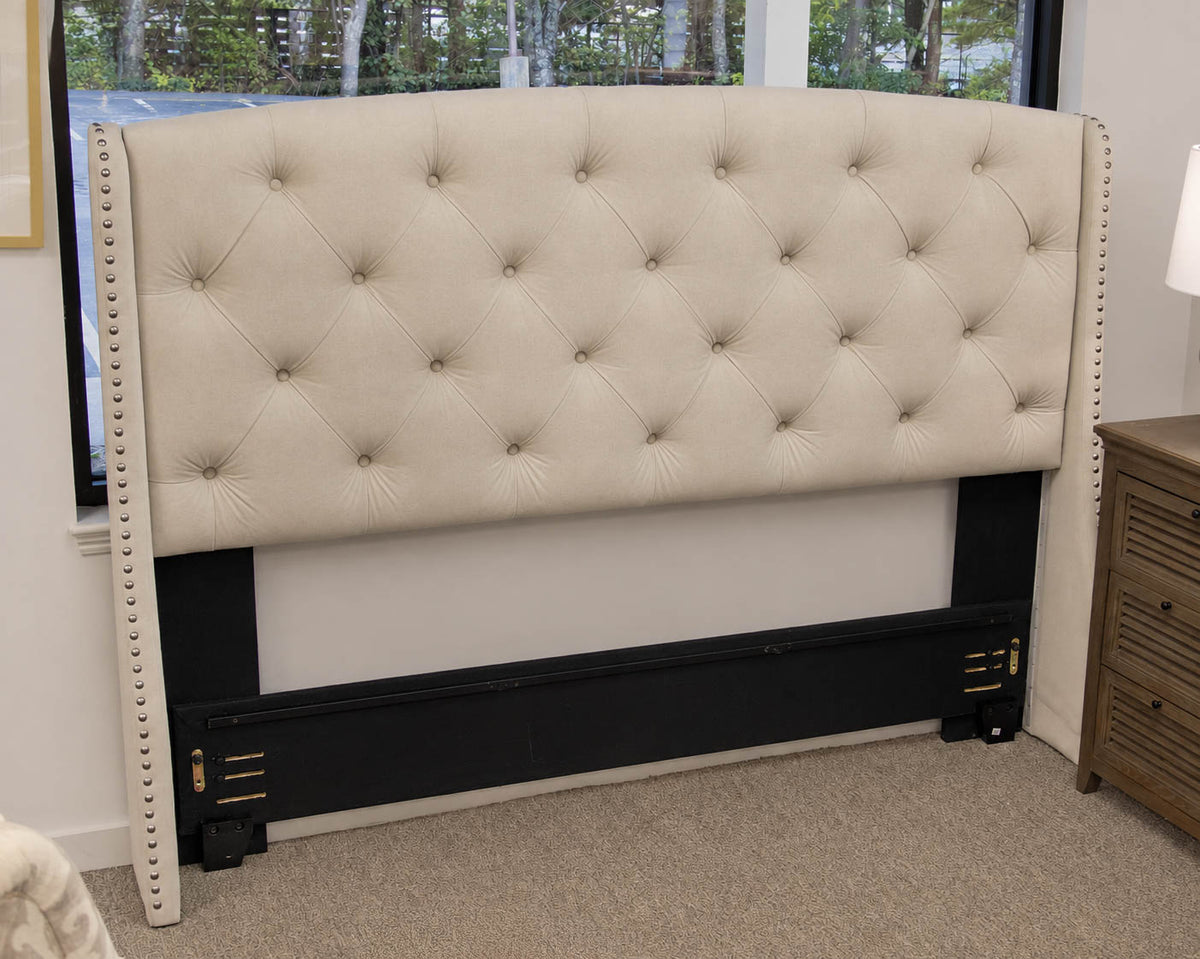 Tufted Ivory Upholstered King Bed