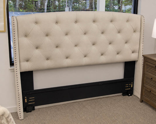 Tufted Ivory Upholstered King Bed